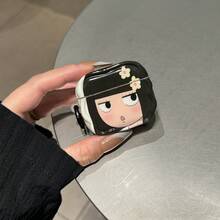 可愛卡通角色耳機保護套，附掛環，適用於 5、New Pro 3、Pro 2/Pro、Apple 4、Minimalist 3、1/2 代，女性用個性化耳機保護殼，春夏款，生日禮物／節日禮物 - 黑色 - 查看 2