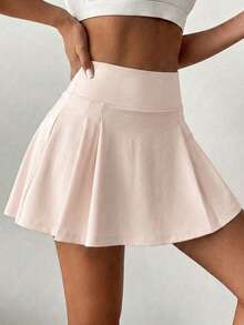 FWH Jupe de sport en patchwork à haute élasticité, coupe évasée taille haute, taille élastique affinante, effet amincissant et allongeant. Convient pour le yoga, le fitness, la course en extérieur. Poches latérales doubles pour téléphone. Polyvalente pour le yoga, le fitness, le tennis, le cyclisme | Jupe multifonctionnelle pour le trajet et les activités extérieures - Rose bonbon - Voir 4