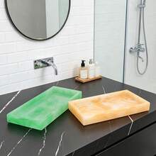 Bandeja de baño de lujo, organizador para pasta de dientes, cepillo de dientes y otros artículos de baño esenciales - bandeja pequeña de fondo plano - Ver 2