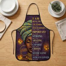 1pc, Portrait & Letter Pattern Polyester Apron, Suitable For Cooking, Baking, And Gardening - Can Be Used As Attire For The Kitchen And Dining - Multicolor - View 6