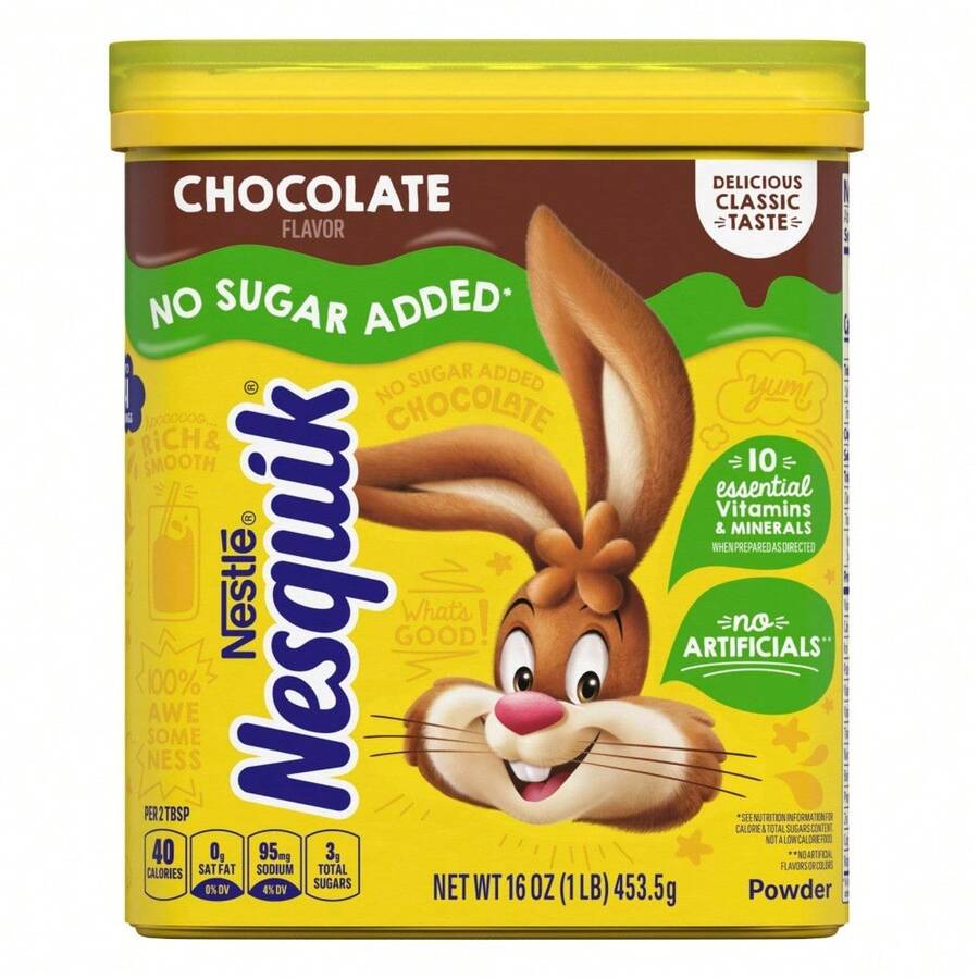 Nestle' Nesquik Chocolate Powder No Sugar Added, 16 Oz - 16 Ounce (Pack Of 1) - View 1