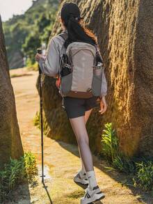 多隔層戶外運動拼色尼龍女款背包，輕量多功能登山背包，透氣減壓書包，大容量旅行包，適合學生、旅行、度假、攀岩、滑雪、徒步、露營、戶外運動，節日禮物、生日禮物 - 彩色 - 查看 8
