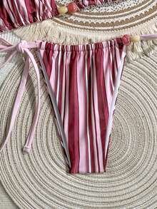 Bộ bikini hai mảnh buộc dây cổ dễ thương dành cho nữ, chất liệu co giãn vừa phải, hoàn hảo cho kỳ nghỉ hè ở bãi biển. - Nhiều màu - Xem 5