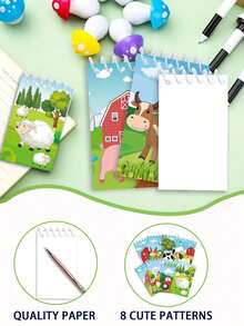 8pcs Cartoon Animal Pattern Notebooks, Suitable For Theme Party Decorations, Creative Stationery Gifts, Birthday Party Gifts, Event Souvenirs, Back To School Gifts, And Desktop Notebooks - One Size Fits All - View 6
