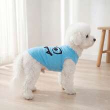 Funny Graphic Tank Top, Solid Color Pet Clothes, Print, Breathable Summer Vest, Comfortable Camisole - Blue - View 3