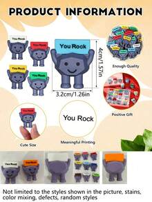 12pcs Mini Inspirational "You're Awesome" Decor, Cute Smiling Elephant Shaped Decorations With "You're Awesome" Slogan, Great For Coworkers, Employees, Teachers, Decorative Gifts, Party Favors, Graduation Gifts, Holiday Parties - A - View 8