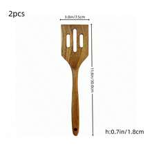 2pcs Wooden Cooking Utensils Set, Cooking Spoon, Non-Stick Coating, Heat Resistant, Ergonomic Design, Easy To Cook Steak, Pizza And Other Delicacies - Easy To Clean, Dishwasher , Kitchen Essential, Mixing Spoon For Cooking, Baking, Great Gift For Homemakers - Acacia - View 8