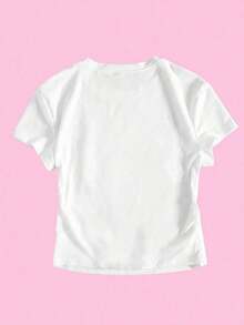 Vintage Camiseta informal de mujer de manga corta con cuello redondo y estampado de guepardo y   Cuello Redondo Algodón 100% Tejido Suave Manga Corta Transpirable y Fresca - Blanco - Ver 2
