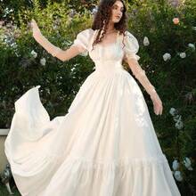 MOD Plus Size White Maxi Lace Ruffled Victorian Vintage Dress, Party Dress, Prom Dress, Exquisite Craftsmanship,Graduation Dress,Birthday Dresses For Women - Amarillo claro - Ver 10