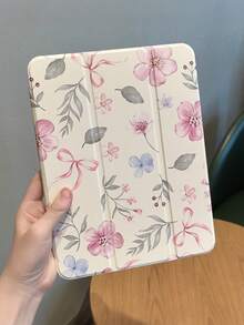 1个花卉蝴蝶结平板电脑保护套，全方位保护，带笔槽，兼容苹果第十/十一代、Air 4/5，自动休眠/唤醒，多角度支架，防震 - 彩色 - 查看 3