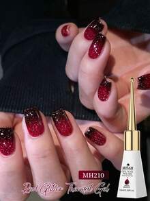 Mtssii 10ml Red Glitter Thermal Gel Nail Polish, Temperature Color Changing Dark Red Sparkly Soak Off UV/LED Nail Varnish, Long Lasting Shiny Nail Art For Halloween & Daily Use - Multicolor - View 3