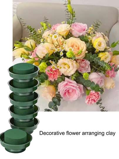 Bộ 4/6 đĩa nhựa tròn dùng để cắm hoa, khay nhựa xốp cắm hoa mật độ cao, thích hợp cho việc tự làm cắm hoa, trang trí lối đi trong đám cưới, trang trí tiệc.