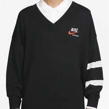 Nike Striped Print V-Neck Pullover Comfortable Casual Long-Sleeve Sweater For Men DX0009-010 - Black - View 5