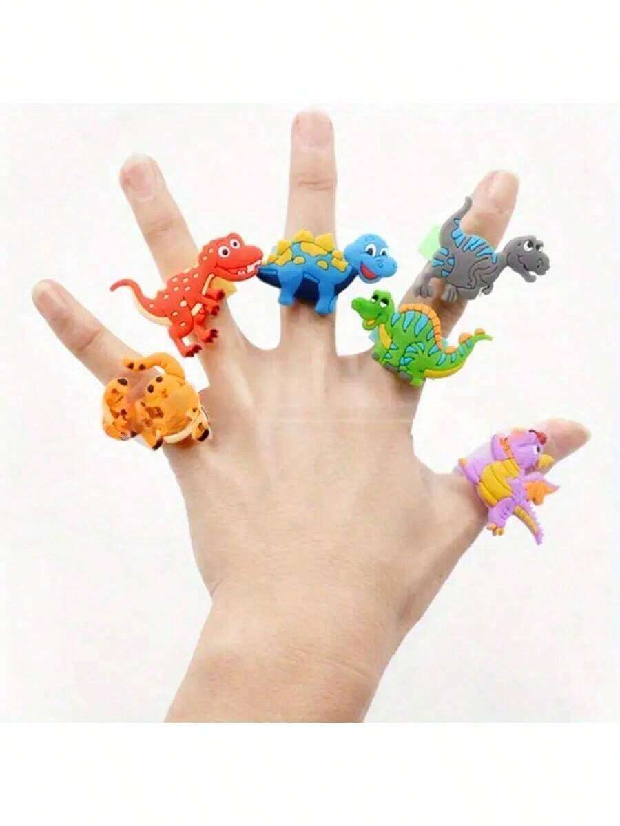 6-12 Dinosaur Cartoon Toy PVC Rings/Bangles/Rings, Party Gifts, Creative Gifts, Party Favors (Styles And Colors Random) - Multicolor - View 1