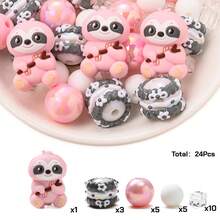 22/24/25pcs Colorful Animal Silicone & Acrylic Beads Set, DIY Jewelry Making Bracelet Necklace Phone Charm & Bag Decor Craft Supplies - Multicolor - View 26