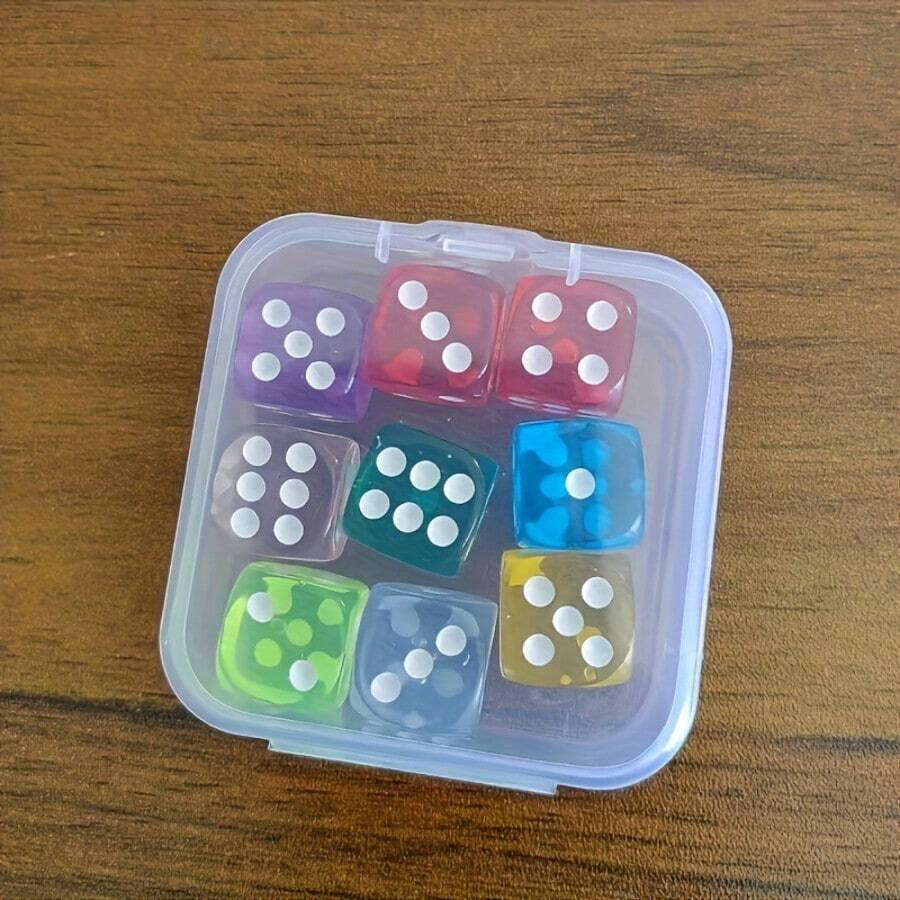 1pc/9pcs Set 14mm Dice, Multi-Color, Suitable For Math Games And Gamers - Multicolor - View 1