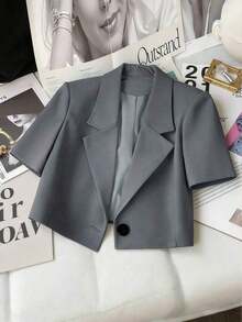 Chaqueta corta casual y de oficina para mujer - Gris - Ver 1