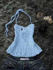 Nuevo Camisol Sexy Ajustado con Tirantes Finos y Espalda Descubierta para Mujer - Azul - Ver 6