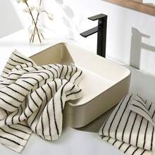 Black And White Striped Bathroom Hand Towel, Vintage Kitchen Decor, Guest Use, 14 Inches X 29 Inches - Black - View 6