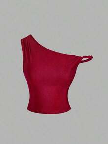 Top casual de tirantes con estampado de letras y frutas, ajuste ceñido para mujer - Multicolor 2 - Ver 7