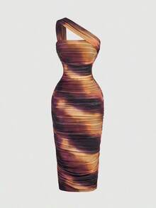 Vestido sin mangas con pliegues asimétricos de estilo vintage para mujer - Multicolor - Ver 5