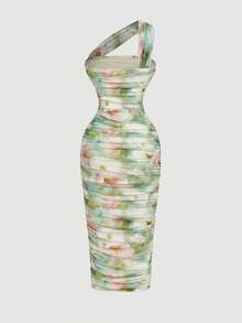Vestido sin mangas con pliegues asimétricos de estilo vintage para mujer - Multicolor 4 - Ver 3