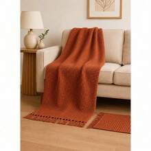 Manta para Sofá Gigante Viena 1,50x1,20 Cama Coberta Algodão Premium – Decoração, Conforto e Proteção - Laranja Queimado - Visão 2