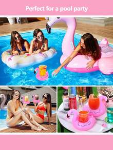 6pcs Diamond Ring Shaped Inflatable Drink Holder, Inflatable Ring Float, Diamond Ring Pool Drink Cup Holder, Single Person Pool Party Supplies, Pool Party Decoration, Suitable For Pool Party, Bachelorette Party And Beach Pool Party Decoration. - Multicolor - View 5
