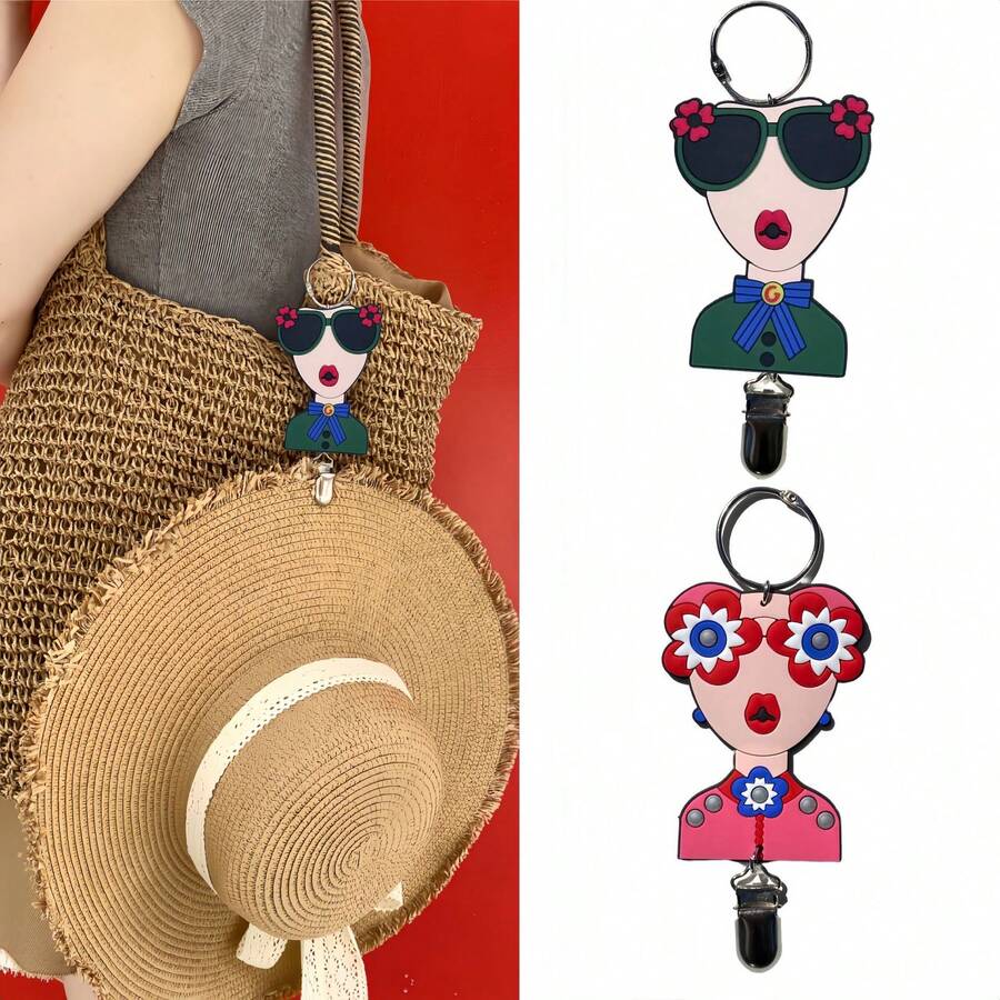 1pc New Colorful Soft Doll Shaped Multi-Function Hat Storage Organizer, Slouchy Hat Leash Anti-Lost Accessory