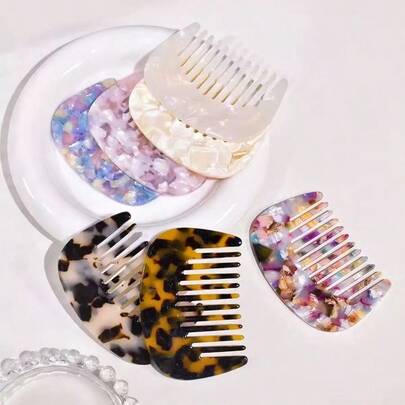 1pc Retro French Lightweight High-End PEVA Anti-Static Non-Damaging Wet & Dry Dual-Use Lady Hair Comb, Portable For Commuting, Dorm, Grooming, Gift