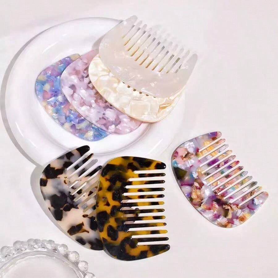 1入復古法式輕量高端PEVA防靜電不傷髮乾濕兩用女士髮梳,便攜通勤宿舍理容造型美髮工具組禮品 - 彩色 - 查看 1