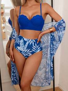 Swim Lushoire Tankini con estampado de plantas - azul real - Ver 7