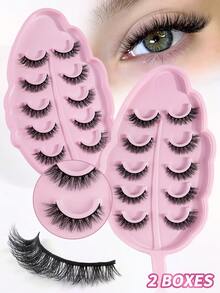 MAANGE 5/10/12 Pairs 3D Faux Mink Eyelashes, With Leaf-Shaped Tray, Natural & Realistic, Thick & Soft, Reusable, Individually Packaged, Makeup Tools, Includes Eyebrow Brush & Optional Applicator - Criss Cross lashes - View 3