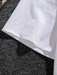 Camiseta con estampado "No Rain, No Flowers" y cuello redondo - Camiseta casual de manga corta, suave y transpirable, adecuada para usar en primavera y verano - Ropa de moda para mujer, ideal para uso diario. - Blanco - Ver 5