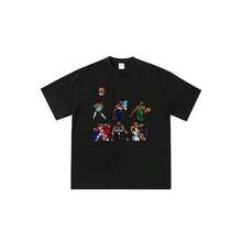 Camiseta unisex de manga corta con estampado gráfico de anime y dibujos animados de la NBAss (Collage) - Negro - Ver 1