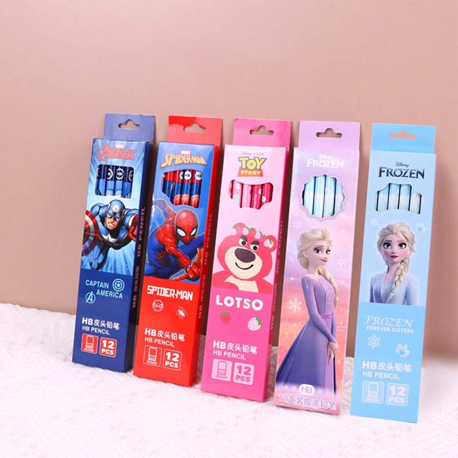 Bộ 12 bút chì gỗ Disney HB, cần thiết cho học sinh viết, thi cử và chuẩn bị năm học mới. - Hình chữ nhật - Xem 1