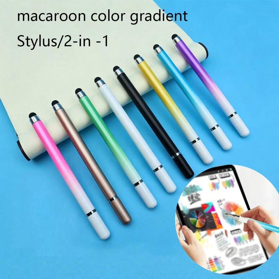 2-In-1 Macaron Touch Stylus Pen, Universal For Smartphone & Tablet, Capacitive Pen For Editing & Drawing, Gradient Color - Multicolor - View 1