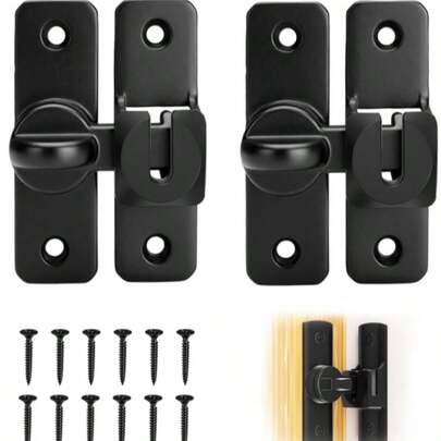 2 Sets Flip Barn Door Latch Lock, Sliding Barn Door Lock, Anti-Theft Sliding Door Lock Flat Lock Suitable For Barn, Garden, Bathroom, Outdoor, Garage, Windows, Sliding Doors