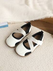 Kids' Breathable Mesh Mary Jane Shoes With Hook And Loop, Easy On/Off Casual Shoes, Versatile For All Seasons - Black and White - View 2