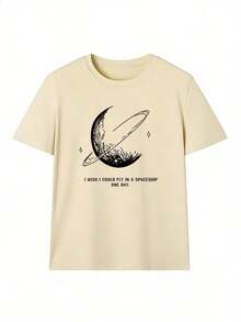 Universe And Dreams Theme Short Sleeve T-Shirt, Fashionable Short Sleeve T-Shirt For Spring And Summer 2026, Made In Mexico, 180 Grams. Cartoon Print, Couple Design, Suitable For Indoor Or Outdoor Wear. Crew Neck, Unisex, Ideal For Office And Leisure. One-Piece Pack. - APR-P631577SLNDXZGY481 - 查看 2