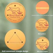 1/2PCS Bird Bath Copper Plate, 2mm Thick Reinforced Copper Cleaning Plate, Used For Bird Bath, Three-Point Support Ensures Year-Round Clean Water, Compatible With All Outdoor Bird Bath Bowls - 1pcs - View 4