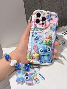 Disney Lilo & Stitch Phone Case With Stitch Charm And Stitch Lanyard - Cute Stitch Protective Case With Scrump And Painting Theme Design, Equipped With Delicate Stitch Decorative Lanyard And Beaded Bracelet For Easy Carrying, Compatible With IPhone 17, 16, 15, 14, 13, 12, 11 Pro Series, Ideal For Birthdays, Holidays, Anniversaries, Graduation Gifts, Or Any Special Occasion To Surprise Family, Friends, Classmates, And Loved Ones. - 白色 - 查看 6