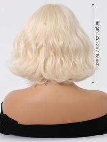 10 Inch Light Brown Wavy Bob Wig With Bangs, Natural Silky Texture Heat Resistant Synthetic Hair, Anti-Tangle Anti-Shedding Breathable Cap, Realistic Look Trending Viral Hairstyle For Daily Wear, Party, And Photoshoot Popular Women Hair Accessory - 白色 - 查看 5