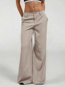 Nuevos pantalones de traje de estilo casual de cintura baja para otoño e invierno - Gris Claro - Ver 8
