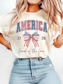 100% cotton Camiseta Comfort S America, Camiseta del 4 de Julio de EE.UU., Camiseta Patriótica de la Tierra de los Libres, Camiseta America Est 1776 - Blanco 2 - Ver 6