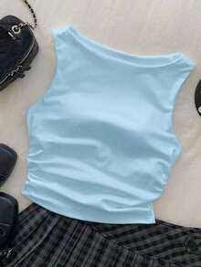 Camiseta de tirantes de algodón puro, primavera/verano - Azul - Ver 3