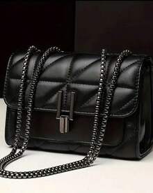 Women's Crossbody Shoulder Bag With Chain Strap (6620) - 黑色 - 查看 1