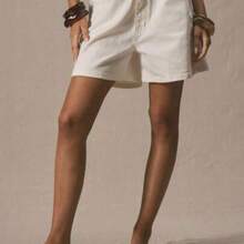 Mid Rise Relaxed Fit Denim Shorts Summer Cute Vacation 90's Y2k Holiday Ibiza Concert Festival Airport Back To School Streetwear Winter Nashville Casual Office Work Everyday Spring - Blanco - Ver 1