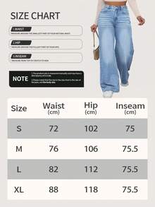Women's Mid Waist Non Elastic Casual Loose Straight Leg Denim Pants Suitable For Daily Commuting And Home Wear - Light Blue - View 6