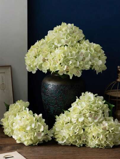 1pc 18.5-Inch Realistic Silk Hydrangea Flower Decor, High-Quality Artificial Floral For DIY Wedding Bouquet, Party, Home Living Room, Kitchen, Garden, Hotel, Office, Valentine's Day, Mother's Day, Back To School Decoration, Spring Home Garden Party Decor, DIY Wreath Decoration, Also A Great Gift For Girls
